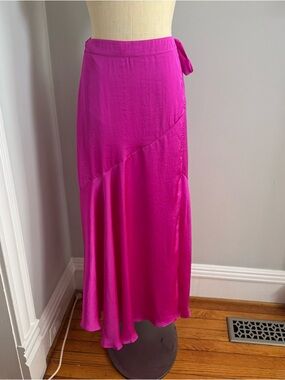 Fuchsia Wrap-Style Maxi Skirt with Side Tie